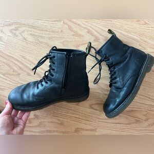 Dr. Martens Black Leather Boots with Side Zipper